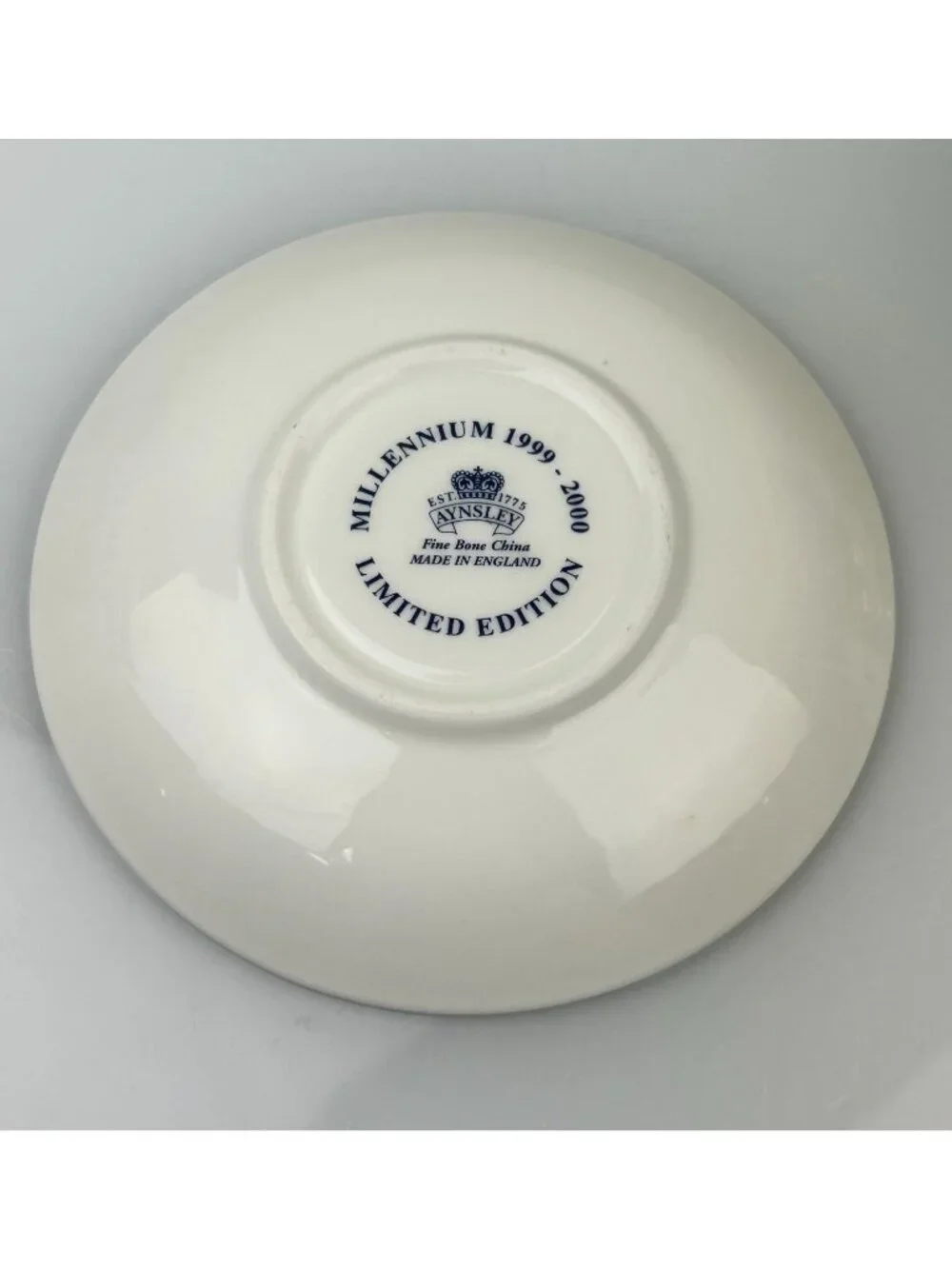 Aynsley Millennium Limited Edition Cobalt Bird Floral Teacup Saucer Set England